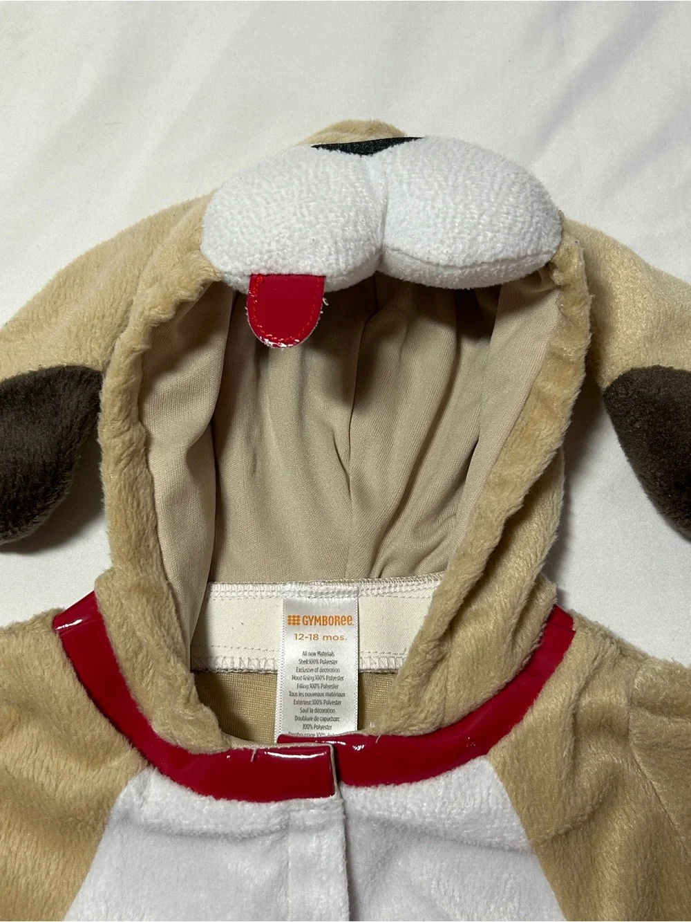 Gymboree Tan and White Puppy Hooded Costume Onesie
